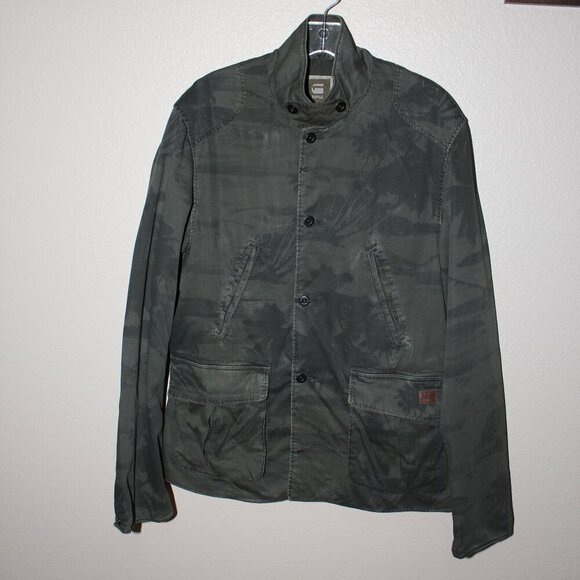 G Star Raw Cargo Mens Norris Palm Blazer Dark Combat Size Large Cotton Green - Picture 1 of 13